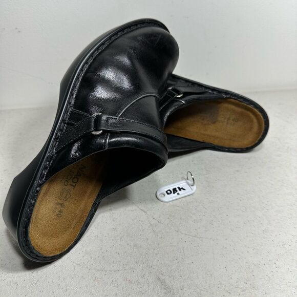 Naot Womens 9 40 Florence Mule Clogs Black Leather Low Heel - Picture 1 of 7